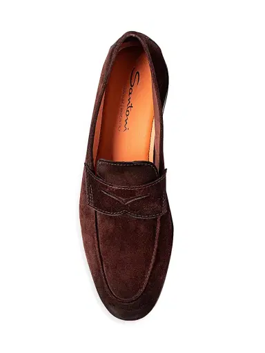 Santoni Men's Carlos Suede Penny Loafers - Brown - Size 10.5 | Thumbnail 4 Santoni Men's Carlos Suede Penny Loafers - Brown - Size 10.5 | Thumbnail 4