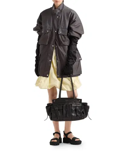 Prada Women's Route Leather Tote Bag - Black | Thumbnail 1 Prada Women's Route Leather Tote Bag - Black | Thumbnail 1