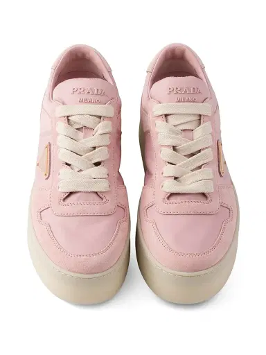 Prada Women's Downtown Bold Re-Nylon and Suede Sneakers - Pink - Size 9 | Thumbnail 4 Prada Women's Downtown Bold Re-Nylon and Suede Sneakers - Pink - Size 9 | Thumbnail 4