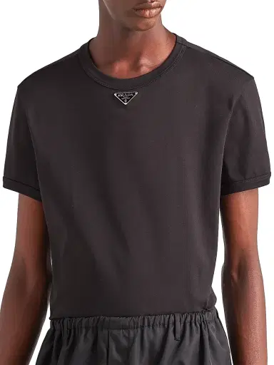 Prada Men's Cotton T-Shirt - Black | Thumbnail 3 Prada Men's Cotton T-Shirt - Black | Thumbnail 3