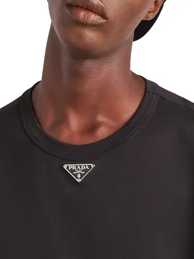 Prada Men's Cotton T-Shirt - Black | Thumbnail 4 Prada Men's Cotton T-Shirt - Black | Thumbnail 4
