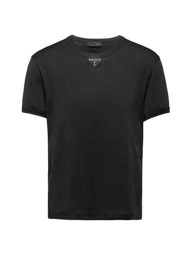 Prada Men's Cotton T-Shirt - Black | Thumbnail 1 Prada Men's Cotton T-Shirt - Black | Thumbnail 1