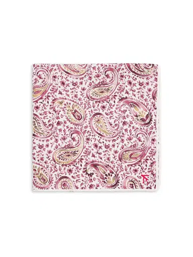 Isaia Men's Floral Paisley Silk Pocket Square - White Purple | Thumbnail 1 Isaia Men's Floral Paisley Silk Pocket Square - White Purple | Thumbnail 1