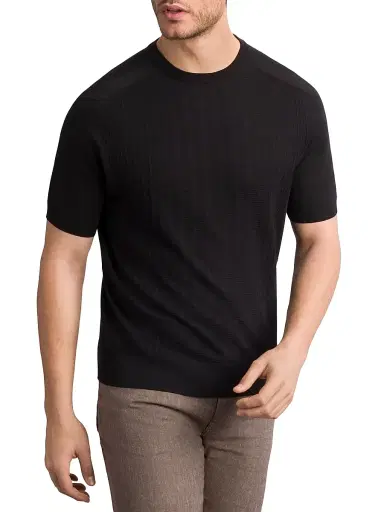 Stefano Ricci Men's Silk and Cotton Superior Crewneck Sweater - Black | Thumbnail 2 Stefano Ricci Men's Silk and Cotton Superior Crewneck Sweater - Black | Thumbnail 2