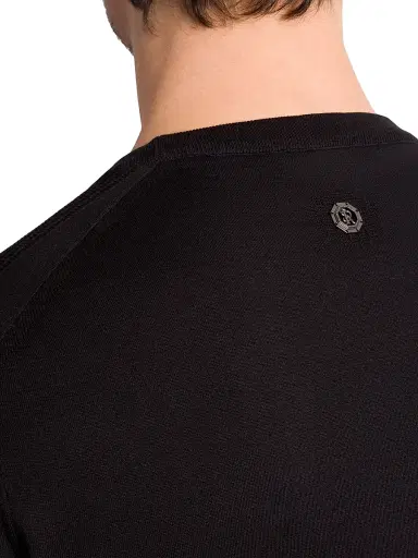 Stefano Ricci Men's Silk and Cotton Superior Crewneck Sweater - Black | Thumbnail 6 Stefano Ricci Men's Silk and Cotton Superior Crewneck Sweater - Black | Thumbnail 6