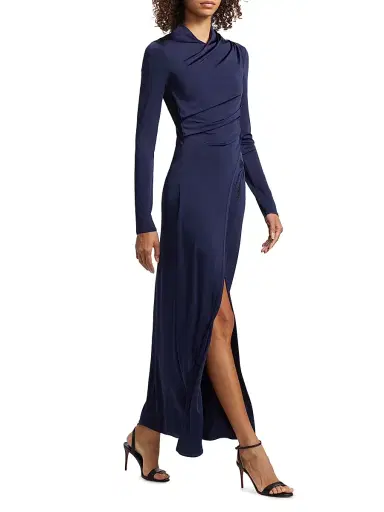 Giorgio Armani Women's Jersey Embellished Midi-Dress - Navy - Size 4 | Thumbnail 2 Giorgio Armani Women's Jersey Embellished Midi-Dress - Navy - Size 4 | Thumbnail 2