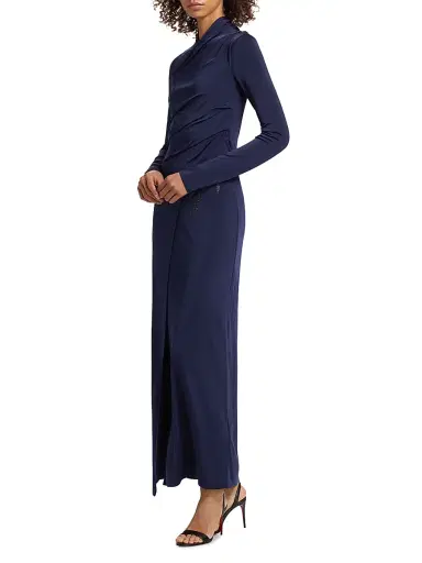 Giorgio Armani Women's Jersey Embellished Midi-Dress - Navy - Size 4 | Thumbnail 4 Giorgio Armani Women's Jersey Embellished Midi-Dress - Navy - Size 4 | Thumbnail 4