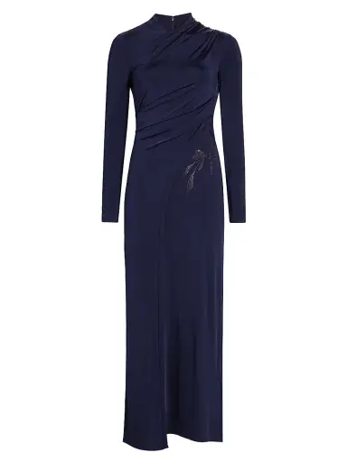 Giorgio Armani Women's Jersey Embellished Midi-Dress - Navy - Size 4 | Thumbnail 1 Giorgio Armani Women's Jersey Embellished Midi-Dress - Navy - Size 4 | Thumbnail 1