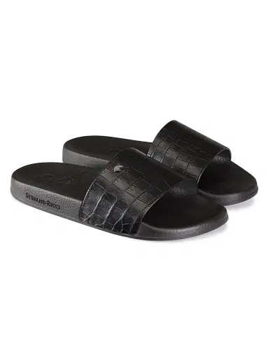 Stefano Ricci Men's Crocodile Leather Slides - Black | Thumbnail 2 Stefano Ricci Men's Crocodile Leather Slides - Black | Thumbnail 2