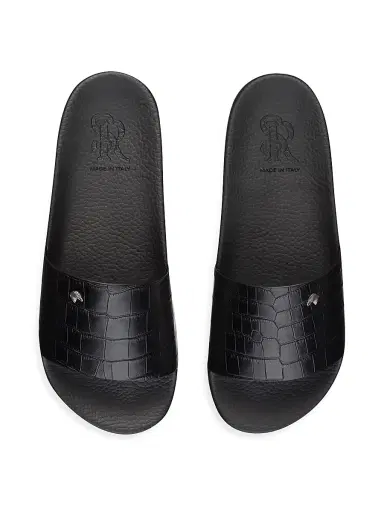 Stefano Ricci Men's Crocodile Leather Slides - Black | Thumbnail 4 Stefano Ricci Men's Crocodile Leather Slides - Black | Thumbnail 4