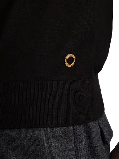 Stefano Ricci Men's Cashmere-Wool Polo Shirt - Black | Thumbnail 6 Stefano Ricci Men's Cashmere-Wool Polo Shirt - Black | Thumbnail 6