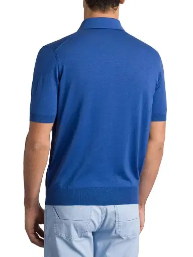 Stefano Ricci Men's Silk and Crocodile Leather Knit Zip Polo - Blue - Size 40 | Thumbnail 3 Stefano Ricci Men's Silk and Crocodile Leather Knit Zip Polo - Blue - Size 40 | Thumbnail 3