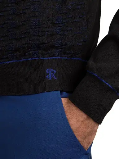 Stefano Ricci Men's Luxury Wool Polo Sweater - Black | Thumbnail 6 Stefano Ricci Men's Luxury Wool Polo Sweater - Black | Thumbnail 6