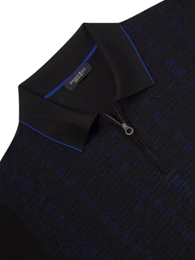 Stefano Ricci Men's Luxury Wool Polo Sweater - Black | Thumbnail 7 Stefano Ricci Men's Luxury Wool Polo Sweater - Black | Thumbnail 7