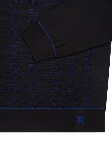 Stefano Ricci Men's Luxury Wool Polo Sweater - Black | Thumbnail 8 Stefano Ricci Men's Luxury Wool Polo Sweater - Black | Thumbnail 8