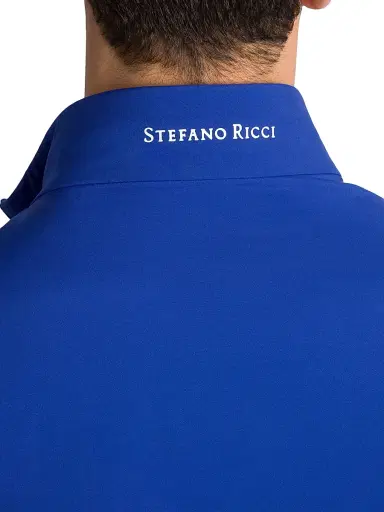 Stefano Ricci Men's Windbreaker Jacket with Zip Closure - Traffic Blue | Thumbnail 4 Stefano Ricci Men's Windbreaker Jacket with Zip Closure - Traffic Blue | Thumbnail 4