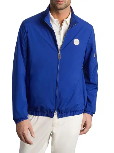 Stefano Ricci Men's Windbreaker Jacket with Zip Closure - Traffic Blue | Thumbnail 1 Stefano Ricci Men's Windbreaker Jacket with Zip Closure - Traffic Blue | Thumbnail 1