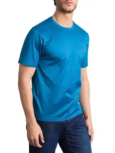 Stefano Ricci Men's Cotton T-Shirt - Blue | Thumbnail 2 Stefano Ricci Men's Cotton T-Shirt - Blue | Thumbnail 2