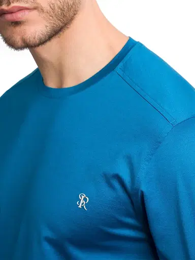 Stefano Ricci Men's Cotton T-Shirt - Blue | Thumbnail 4 Stefano Ricci Men's Cotton T-Shirt - Blue | Thumbnail 4