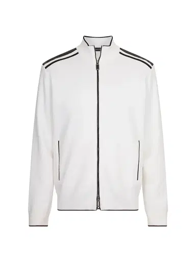 Stefano Ricci Men's Jogging Blouson Jacket with Croc Details - White | Thumbnail 1 Stefano Ricci Men's Jogging Blouson Jacket with Croc Details - White | Thumbnail 1