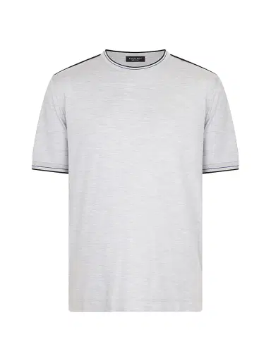 Stefano Ricci Men's Silk and Cotton Crewneck Sweater - Grey | Thumbnail 1 Stefano Ricci Men's Silk and Cotton Crewneck Sweater - Grey | Thumbnail 1