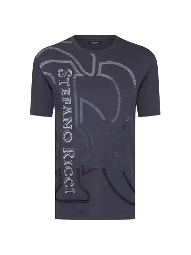 Stefano Ricci Men's Macro Logo Motif T-Shirt | Thumbnail 1 Stefano Ricci Men's Macro Logo Motif T-Shirt | Thumbnail 1