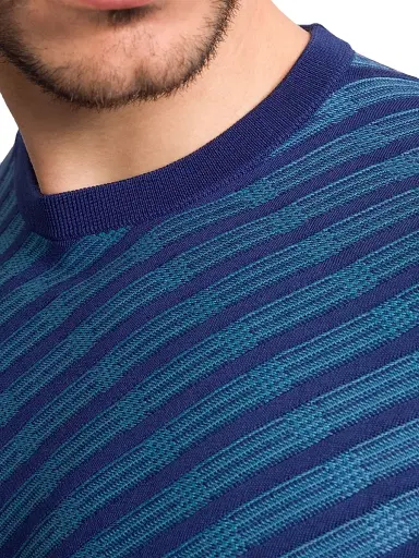 Stefano Ricci Men's Cotton and Silk Jacquard Knit Sweater - Blue Acqua | Thumbnail 5 Stefano Ricci Men's Cotton and Silk Jacquard Knit Sweater - Blue Acqua | Thumbnail 5