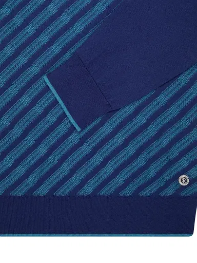 Stefano Ricci Men's Cotton and Silk Jacquard Knit Sweater - Blue Acqua | Thumbnail 8 Stefano Ricci Men's Cotton and Silk Jacquard Knit Sweater - Blue Acqua | Thumbnail 8