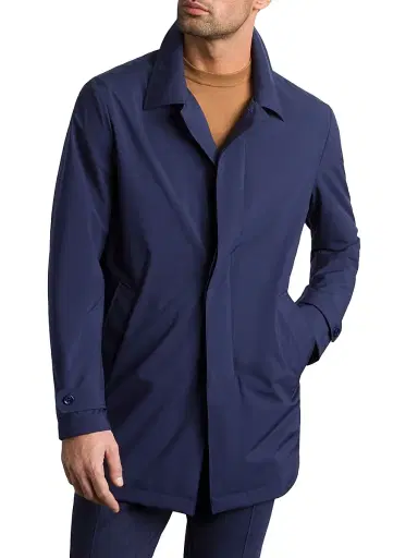 Stefano Ricci Men's Versatile Luxury Lightweight Raincoat - Saphire Blue | Thumbnail 1 Stefano Ricci Men's Versatile Luxury Lightweight Raincoat - Saphire Blue | Thumbnail 1