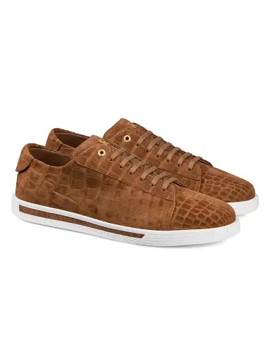 Stefano Ricci Men's Nubuck Crocodile Leather Sneakers - Brown - Size 10 | Thumbnail 2 Stefano Ricci Men's Nubuck Crocodile Leather Sneakers - Brown - Size 10 | Thumbnail 2