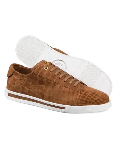 Stefano Ricci Men's Nubuck Crocodile Leather Sneakers - Brown - Size 10 | Thumbnail 3 Stefano Ricci Men's Nubuck Crocodile Leather Sneakers - Brown - Size 10 | Thumbnail 3