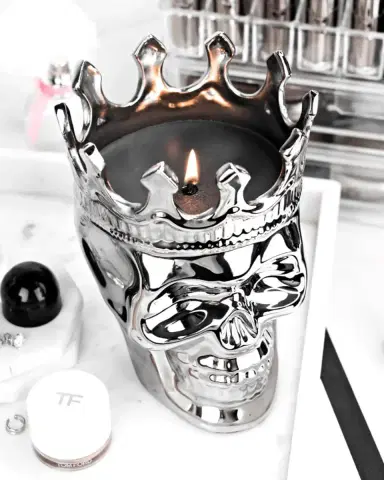 Thompson Ferrier Silvertone Maximilien Skull Candle, 23.3 oz. - The Aroma Scent | Thumbnail 2 Thompson Ferrier Silvertone Maximilien Skull Candle, 23.3 oz. - The Aroma Scent | Thumbnail 2