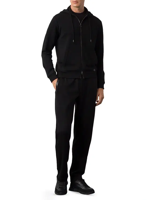 Men's Alpha Yarn Cashmere Jogging Blouson Sweater - Black Men's Alpha Yarn Cashmere Jogging Blouson Sweater - Black