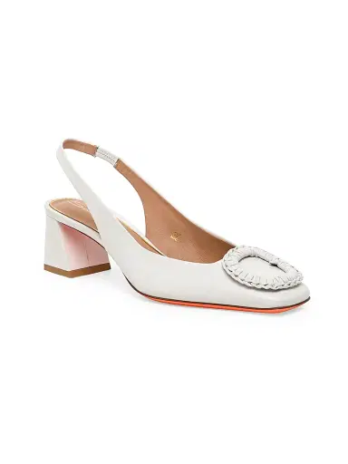 Santoni Women's Corolle Leather Slingback Pumps - White | Thumbnail 2 Santoni Women's Corolle Leather Slingback Pumps - White | Thumbnail 2