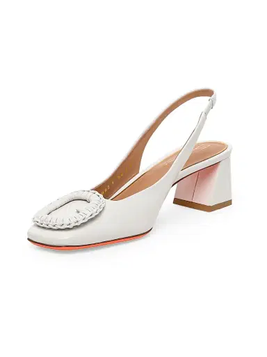 Santoni Women's Corolle Leather Slingback Pumps - White | Thumbnail 4 Santoni Women's Corolle Leather Slingback Pumps - White | Thumbnail 4