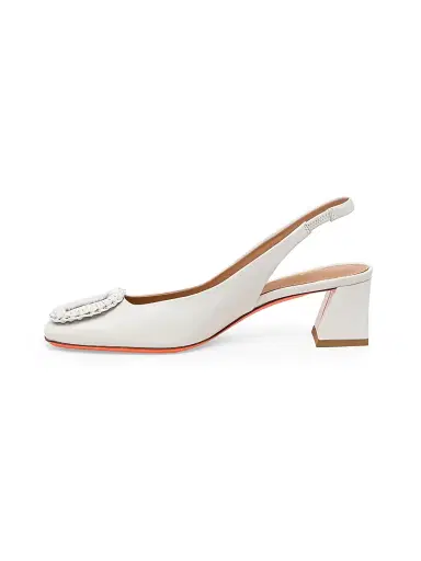 Santoni Women's Corolle Leather Slingback Pumps - White | Thumbnail 5 Santoni Women's Corolle Leather Slingback Pumps - White | Thumbnail 5