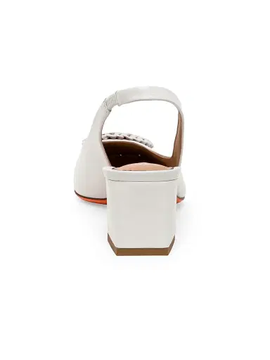 Santoni Women's Corolle Leather Slingback Pumps - White | Thumbnail 7 Santoni Women's Corolle Leather Slingback Pumps - White | Thumbnail 7