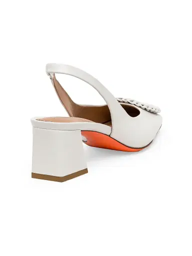 Santoni Women's Corolle Leather Slingback Pumps - White | Thumbnail 8 Santoni Women's Corolle Leather Slingback Pumps - White | Thumbnail 8