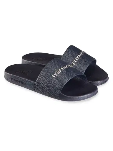 Stefano Ricci Men's Calfskin Leather Slides - Blue | Thumbnail 2 Stefano Ricci Men's Calfskin Leather Slides - Blue | Thumbnail 2