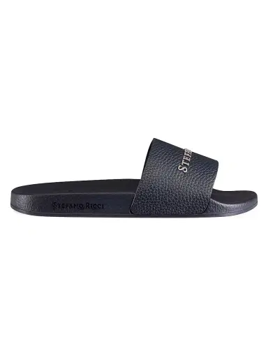 Stefano Ricci Men's Calfskin Leather Slides - Blue | Thumbnail 1 Stefano Ricci Men's Calfskin Leather Slides - Blue | Thumbnail 1