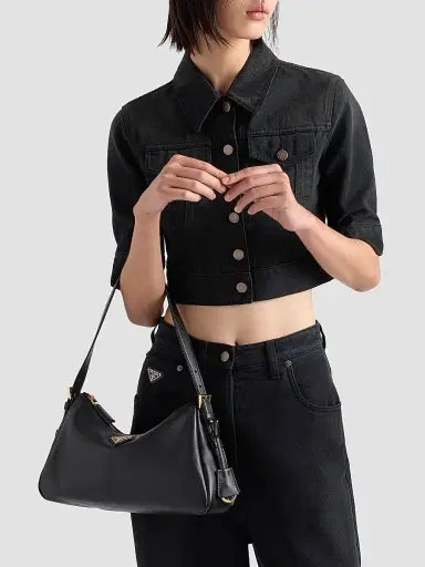 Prada Women's Aimee Medium Leather Shoulder Bag - Black | Thumbnail 2 Prada Women's Aimee Medium Leather Shoulder Bag - Black | Thumbnail 2