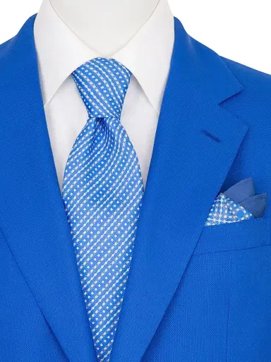 Stefano Ricci Men's Luxury Silk Tie Set - Blue White | Thumbnail 2 Stefano Ricci Men's Luxury Silk Tie Set - Blue White | Thumbnail 2