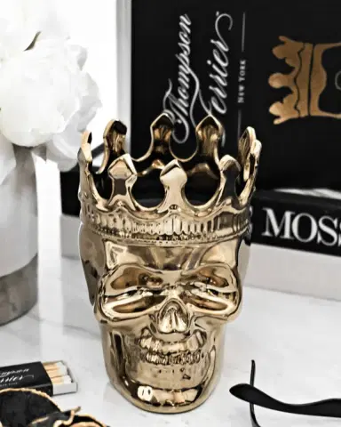 Thompson Ferrier Golden Bonaparte Skull Candle, 23.3 oz. - Wood Charmel Scent | Thumbnail 3 Thompson Ferrier Golden Bonaparte Skull Candle, 23.3 oz. - Wood Charmel Scent | Thumbnail 3