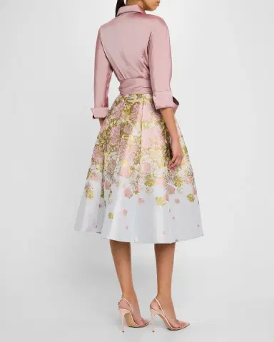 Rickie Freeman for Teri Jon Pleated Floral Jacquard Midi Shirtdress | Thumbnail 3 Rickie Freeman for Teri Jon Pleated Floral Jacquard Midi Shirtdress | Thumbnail 3