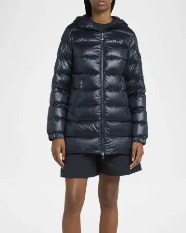 Moncler Glements Hooded Mid-Length Down Jacket | Thumbnail 2 Moncler Glements Hooded Mid-Length Down Jacket | Thumbnail 2