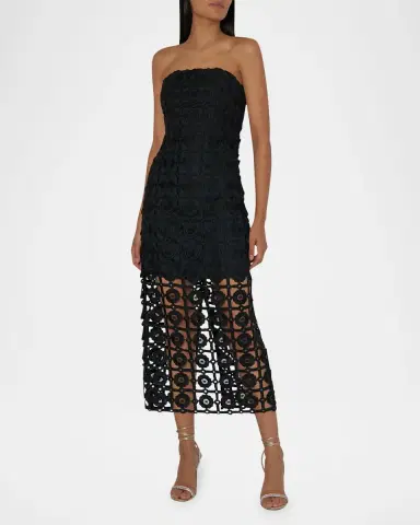 Milly Kait Strapless Tile Lace Midi Dress | Thumbnail 2 Milly Kait Strapless Tile Lace Midi Dress | Thumbnail 2