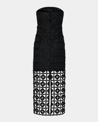 Milly Kait Strapless Tile Lace Midi Dress | Thumbnail 3 Milly Kait Strapless Tile Lace Midi Dress | Thumbnail 3