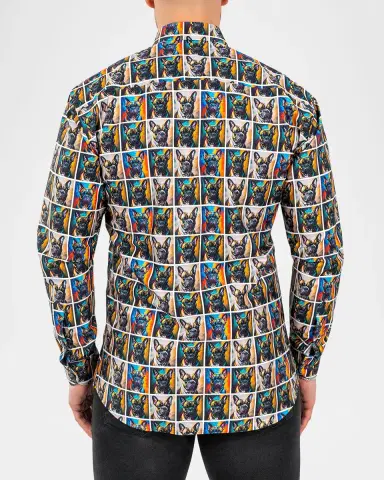 Maceoo Men's Fibonacci Multicolor Puppy Portrait Sport Shirt | Thumbnail 2 Maceoo Men's Fibonacci Multicolor Puppy Portrait Sport Shirt | Thumbnail 2