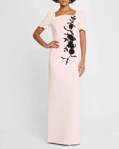 Rickie Freeman for Teri Jon Floral Applique Crepe Column Gown | Thumbnail 2 Rickie Freeman for Teri Jon Floral Applique Crepe Column Gown | Thumbnail 2