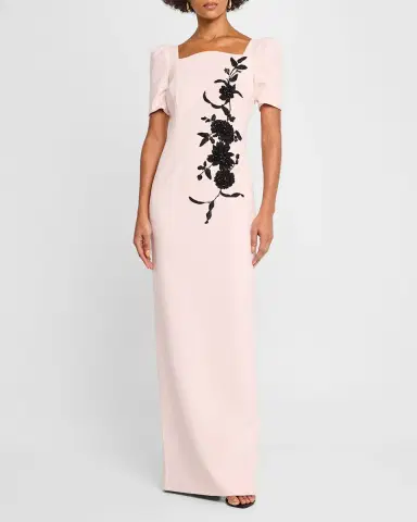Rickie Freeman for Teri Jon Floral Applique Crepe Column Gown | Thumbnail 4 Rickie Freeman for Teri Jon Floral Applique Crepe Column Gown | Thumbnail 4